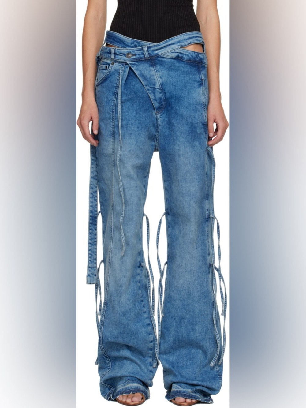 Ottolinger Signature Wrap Jeans in Blue Paint Size Medium